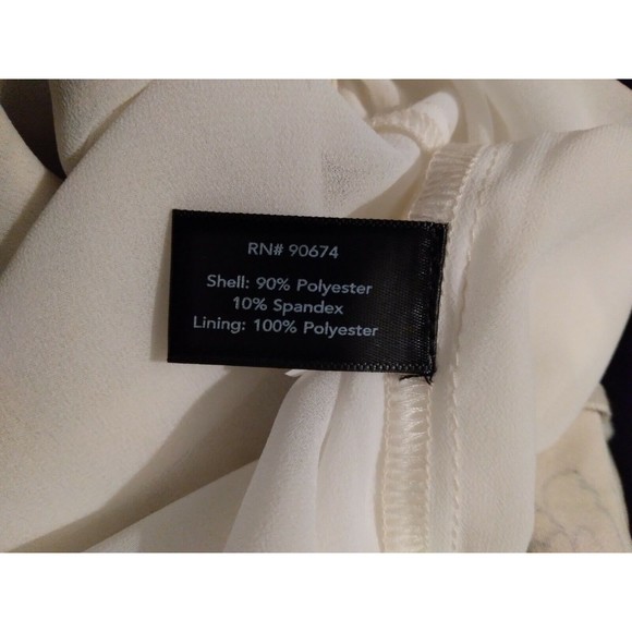 Boston Proper Black & Cream Floral Embellished Trumpet Sleeve Dress Size 4 - Picture 9 of 9